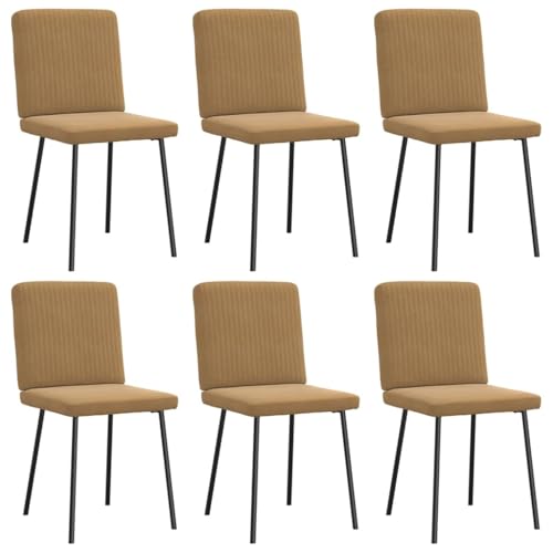 YUOTYRKTEJRSG Esszimmerstühle 6 STK Braun Samt Velvet Dining Chairs with Soft Cushion, Modern Kitchen Chairs with Metal Frame for Dining Room Living Room Home Decor von YUOTYRKTEJRSG