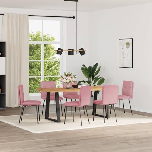 YUOTYRKTEJRSG Esszimmerstühle 6 STK Rosa Samt Velvet Dining Chairs Set with Soft Cushion, Modern Kitchen for Dining Room Living Room, Comfortable Upholstered with Metal Frame, Pink Velvet Chairs von YUOTYRKTEJRSG