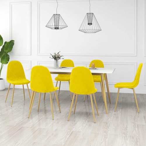 YUOTYRKTEJRSG Esszimmerstühle 6 STK Senfgelb Samt Velvet Dining Chairs with Chrome Legs, Modern Kitchen Chairs for Dining Room Living Room, Comfortable Padded Seats von YUOTYRKTEJRSG