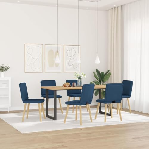 YUOTYRKTEJRSG Esszimmerstühle 6 STK. Blau Stoff Dining Chairs Set Comfortable Upholstered Seating for Living Room Kitchen Modern Blue Fabric Chairs with Sturdy Frame von YUOTYRKTEJRSG