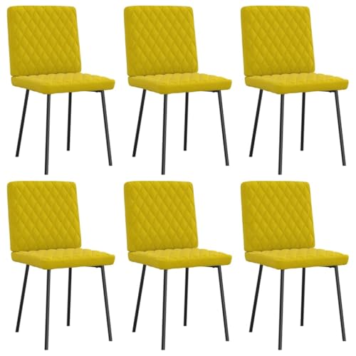 YUOTYRKTEJRSG Esszimmerstühle 6 STK. Gelb Samt Velvet Dining Chairs with Soft Cushion, Modern Kitchen for Dining Room Living Room, Sturdy Metal Wood Frame, Comfortable Seating Set of 6 Yellow Chairs von YUOTYRKTEJRSG