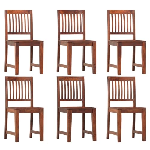 YUOTYRKTEJRSG Esszimmerstühle 6 STK. Massives Mangoholz Industriestil Küchenstühle Handgefertigt Langlebig Esszimmer Möbel Set mit Walnuss Finish von YUOTYRKTEJRSG
