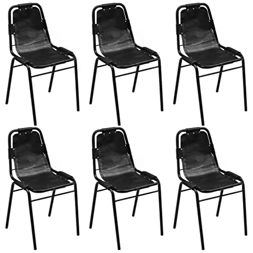 YUOTYRKTEJRSG Esszimmerstühle 6 STK. Schwarz Echtleder Industriestil Esszimmer Stühle Set mit Echtleder Bezug und Stahlgestell für Küche Essbereich Wohnzimmer Gästezimmer YUOTYRKTEJRSG Esszimmerstühle 6 STK. Schwarz Echtleder Industriestil Esszimmer Stühle Set mit Echtleder Bezug und Stahlgestell für Küche Essbereich Wohnzimmer Gästezimmer von YUOTYRKTEJRSG