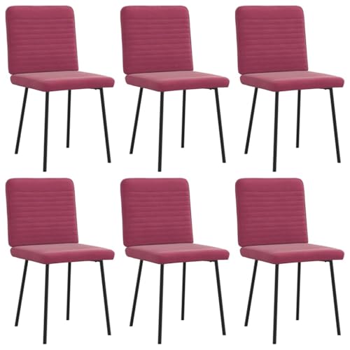 YUOTYRKTEJRSG Esszimmerstühle 6 STK. Weinrot Samt, Elegante Esszimmer Stühle Set mit Weichem Veloursbezug, Stabile Metall Holz Konstruktion, Bequeme Sitzmöbel für Wohnzimmer Essbereich Gästezimmer von YUOTYRKTEJRSG