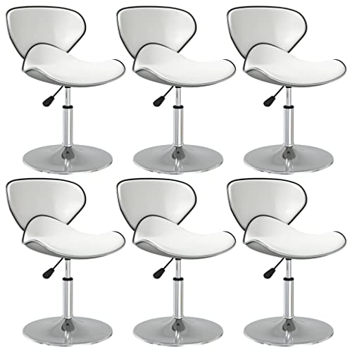 YUOTYRKTEJRSG Esszimmerstühle 6 STK. Weiß Kunstleder Drehstühle Höhenverstellbar 360 Grad Drehbar Gasdruckfeder für Esszimmer Büro Bar Café Modern Elegant von YUOTYRKTEJRSG