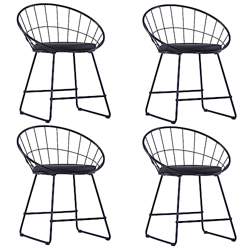YUOTYRKTEJRSG Esszimmerstühle Set 4 STK Schwarz Kunstleder Stahlgestell Küchenstühle Esszimmer Möbel Stühle mit Polsterung Abnehmbare Sitzkissen Stabile Dining Chairs für Küche Essbereich von YUOTYRKTEJRSG