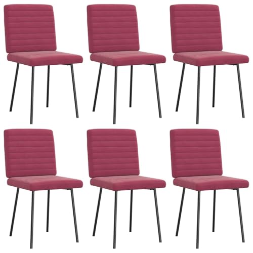 YUOTYRKTEJRSG Esszimmerstühle Set of 6 Velvet Dining Chairs Wine Red with Soft Cushion, Sturdy Metal Frame for Living Room, Dining Guest Room Comfortable Seating von YUOTYRKTEJRSG