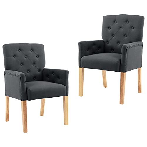 YUOTYRKTEJRSG Esszimmerstühle mit Armlehnen 2 STK. Grau Stoff Polsterstühle Esszimmer Sessel Küchenstühle mit Polsterung Ergonomische Design Bequeme Sitzgelegenheit Wohnzimmer Essbereich von YUOTYRKTEJRSG