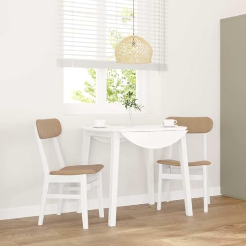 YUOTYRKTEJRSG Esszimmerstühle mit Kissen 2 STK. Weiß Massivholz Gummibaum Ergonomische Esszimmerstühle mit Polster Wohnzimmerstühle Essgruppe Stühle mit Rückenlehne Esszimmer Möbel von YUOTYRKTEJRSG