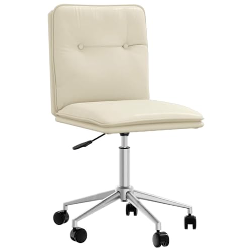 YUOTYRKTEJRSG Esszimmerstuhl Creme Kunstleder Höhenverstellbar Ergonomischer Design Stuhl mit Schaumstoff Polsterung für Esszimmer Wohnzimmer Büro von YUOTYRKTEJRSG