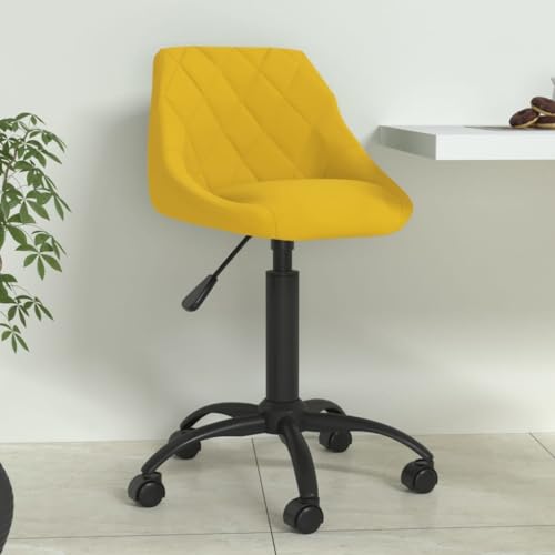 YUOTYRKTEJRSG Esszimmerstuhl Senfgelb Samt Velvet Dining Chair Adjustable Height with Wheels for Home Office Living Room, Swivel Ergonomic Comfortable Seat with Gas Lift Mechanism von YUOTYRKTEJRSG