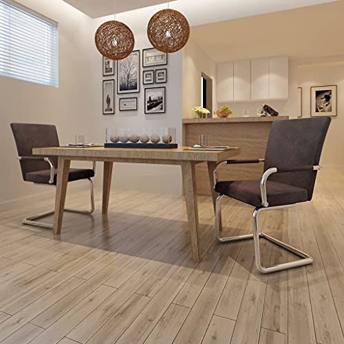 YUOTYRKTEJRSG Freischwinger Dining Chairs Set of 2 Brown Leathaire Upholstered Swivel Chairs with Armrests for Kitchen Dining Room Living Room Modern Ergonomic Design High Comfort von YUOTYRKTEJRSG