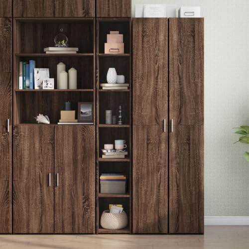 YUOTYRKTEJRSG Highboard Braun Eichen-Optik 30x41x185 cm Holzwerkstoff Beistellschrank Sideboard Wohnzimmer Schlafzimmerschrank Schrank Klein für Schlafzimmer Wohnzimmer Küche Flur von YUOTYRKTEJRSG