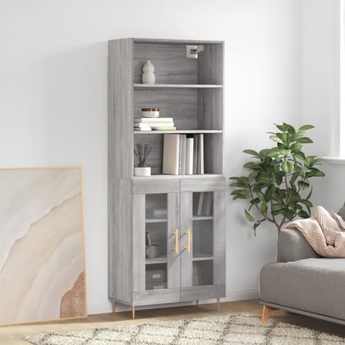 YUOTYRKTEJRSG Highboard Grau Sonoma 69,5x34x180 cm Holzwerkstoff Anrichte Badezimmerschrank Schlafzimmerschrank Wohnzimmerschrank für Schlafzimmer Flur Wohnzimmer Badezimmer von YUOTYRKTEJRSG