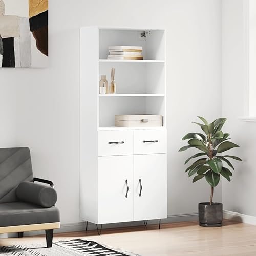 YUOTYRKTEJRSG Highboard Weiß 69,5x34x180 cm Holzwerkstoff Outdoor Küchenschrank Bathroom Cabinet Kitchen Cabinet Wohnzimmerschrank für Flur Schlafzimmer Wohnzimmer Badezimmer von YUOTYRKTEJRSG