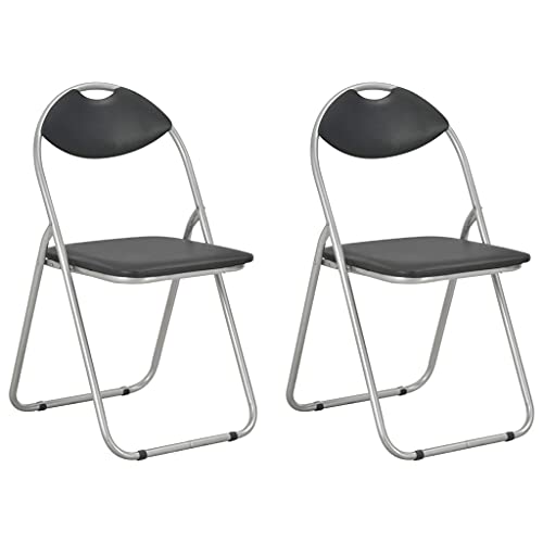 YUOTYRKTEJRSG Klappbare Esszimmerstühle 2 Stück Schwarz Kunstleder Faltstühle Küchenstühle Gästestühle faltbar Stahlrahmen Sitzgruppe für Esszimmer Küche Büro Party von YUOTYRKTEJRSG