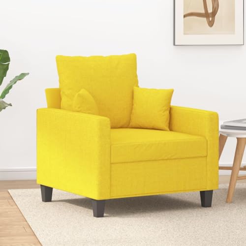 YUOTYRKTEJRSG Modern Accent Chair 60 cm Wide Light Yellow Fabric Upholstered Sofa Chair for Living Room Bedroom Reading Relaxation with Thick Cushion Durable Frame 110kg Capacity von YUOTYRKTEJRSG