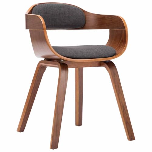 YUOTYRKTEJRSG Modern Dining Chair Dark Gray Fabric with Bentwood Frame - Ergonomic Design with Armrests, High Comfort Foam Padding, Sturdy Construction for Kitchen Dining Room Restaurant Use von YUOTYRKTEJRSG