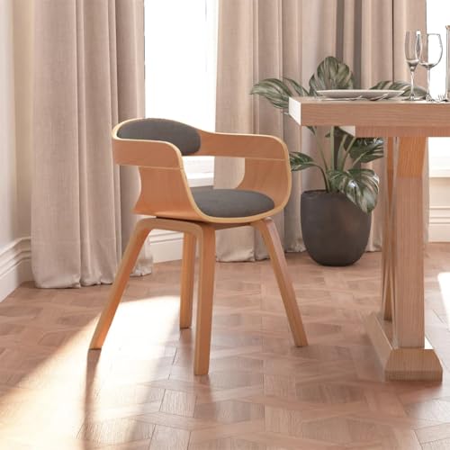 YUOTYRKTEJRSG Modern Dining Chair Light Gray Bentwood Fabric Upholstered Ergonomic Design Kitchen Dining Room Furniture Comfortable Seating for Home Decor von YUOTYRKTEJRSG