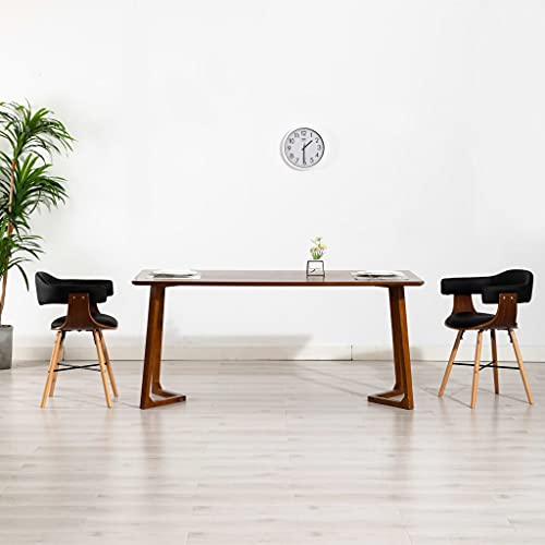 YUOTYRKTEJRSG Modern Dining Chairs Set of 2 Black Faux Leather Upholstered Bentwood Frame Kitchen Chairs with Armrests for Dining Room Restaurant Cafe Home Decor von YUOTYRKTEJRSG