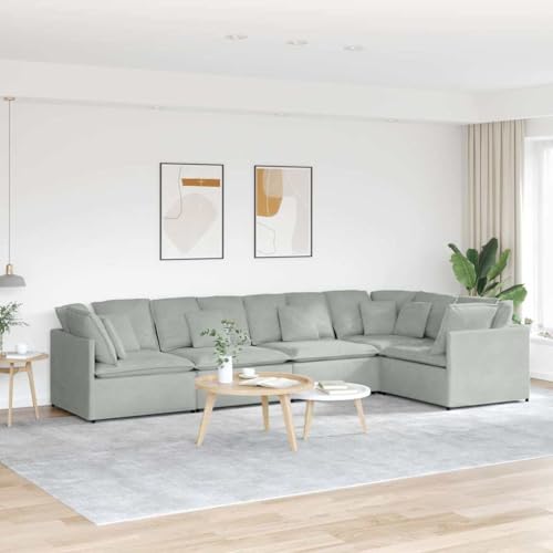 YUOTYRKTEJRSG Modular Sofa Set with Velvet Cushions Light Gray 5-Piece Sectional Living Room Furniture Comfortable Modern Design for Home Lounge Family Gathering von YUOTYRKTEJRSG