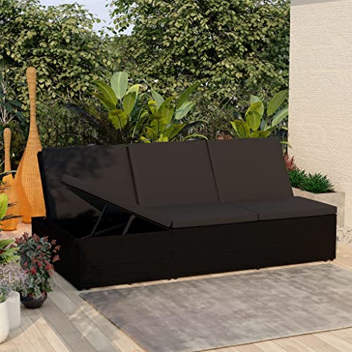 YUOTYRKTEJRSG MultifunktionssofaAusziehbares 3-Sitzer-Schlafsofa mit Dach Poly Rattan BraunGeeignet für Patio Garten von YUOTYRKTEJRSG