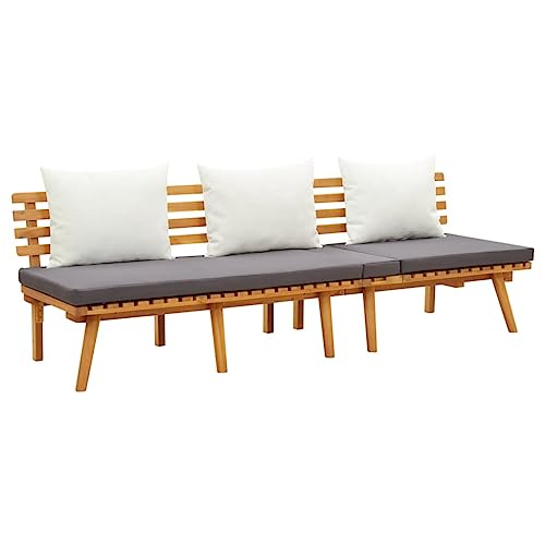 YUOTYRKTEJRSG Outdoor Daybed 200x65 cm Solid Acacia Wood Garden Lounge Bed with Adjustable Headrest and Thick Cushions for Patio Terrace Relaxation von YUOTYRKTEJRSG