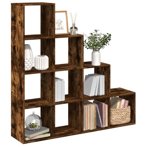 YUOTYRKTEJRSG Raumteiler-Bücherregal 4 Stufen Räuchereiche 131,5x29x131,5 cm Aufbewahrungsregal Kleiner Schrank Aufbewahrungsschrank Schrank Klein für Wohnzimmer Balkon Küche Buchhandlung von YUOTYRKTEJRSG