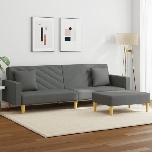 YUOTYRKTEJRSG Schlafsofa 2-Sitzer Dunkelgrau Stoff mit Kissen und Fußhocker. ausziehbares Gästebett mit Verstellbarer Rückenlehne. langlebiges Polyester für Wohnzimmer und Gästezimmer YUOTYRKTEJRSG Schlafsofa 2-Sitzer Dunkelgrau Stoff mit Kissen und Fußhocker. ausziehbares Gästebett mit Verstellbarer Rückenlehne. langlebiges Polyester für Wohnzimmer und Gästezimmer von YUOTYRKTEJRSG