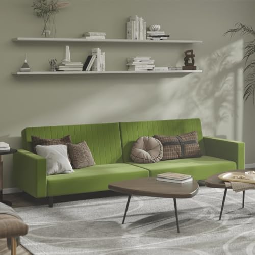 YUOTYRKTEJRSG Schlafsofa 2-Sitzer Hellgrün Samt Convertible Sofa Bed for Small Spaces. Guest Room Furniture with Velvet Upholstery. Easy Fold Out Mechanism. 110kg Capacity von YUOTYRKTEJRSG