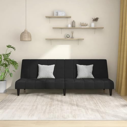 YUOTYRKTEJRSG Schlafsofa 2-Sitzer Schwarz Samt Sofabett Wohnzimmer Gästebett mit 2-in-1 Funktion. Bequemes Samt Sofa für Kleine Wohnungen und Studios. Einfach Zusammenbaubar von YUOTYRKTEJRSG