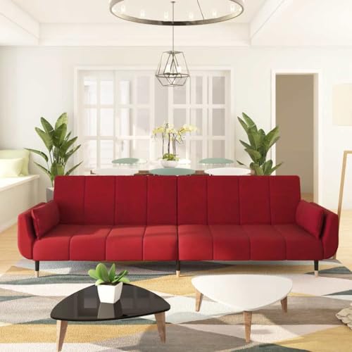 YUOTYRKTEJRSG Schlafsofa 2-Sitzer Weinrot Samt Convertible Sofa Bed with 2 Pillows. Adjustable Backrest. Guest Bed for Living Room. Bedroom. Small Space YUOTYRKTEJRSG Schlafsofa 2-Sitzer Weinrot Samt Convertible Sofa Bed with 2 Pillows. Adjustable Backrest. Guest Bed for Living Room. Bedroom. Small Space von YUOTYRKTEJRSG