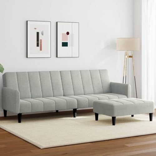 YUOTYRKTEJRSG Schlafsofa 2-Sitzer mit Fußhocker Hellgrau Samt Convertible Sofa Bed for Living Room Guest Room. Velvet Upholstery. Easy Fold Out Mechanism. Space Saving Design von YUOTYRKTEJRSG