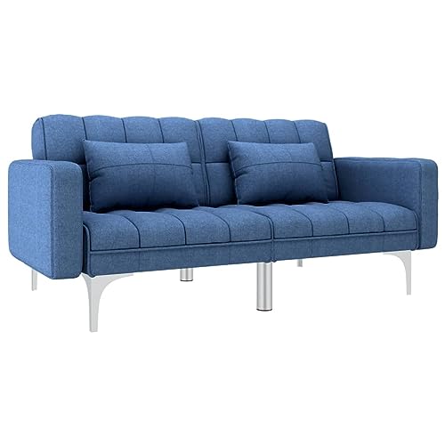 YUOTYRKTEJRSG Schlafsofa Blau Stoff Sofabett mit 3 Positionen. Modernes Gästebett für Wohnzimmer. Blaues Schlafcouch mit Metallbeinen und Holzrahmen. Einfach Umklappbar. Inklusive 2 Kissen YUOTYRKTEJRSG Schlafsofa Blau Stoff Sofabett mit 3 Positionen. Modernes Gästebett für Wohnzimmer. Blaues Schlafcouch mit Metallbeinen und Holzrahmen. Einfach Umklappbar. Inklusive 2 Kissen von YUOTYRKTEJRSG
