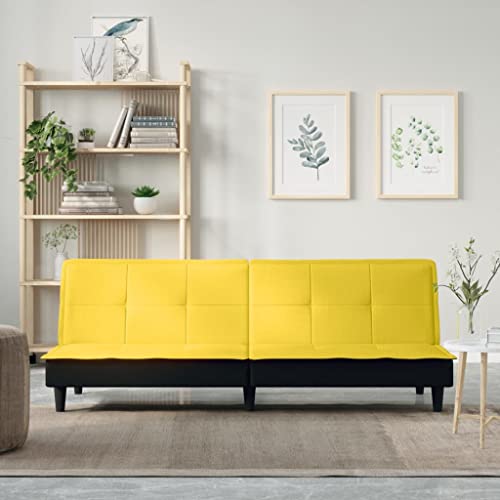 YUOTYRKTEJRSG Schlafsofa Hellgelb Stoff Sofabett Gästebett Klappbett mit Verstellbarer Rückenlehne für Wohnzimmer Schlafzimmer Gästezimmer 200x89x70cm von YUOTYRKTEJRSG