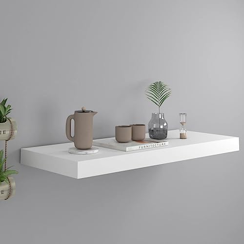 YUOTYRKTEJRSG Schweberegal Weiß 60x23,5x3,8 cm MDF Schmale Bücherregale Regal Wand Wall Shelf Regalbretter für Wohnzimmer Küche Arbeitszimmer Schlafzimmer von YUOTYRKTEJRSG
