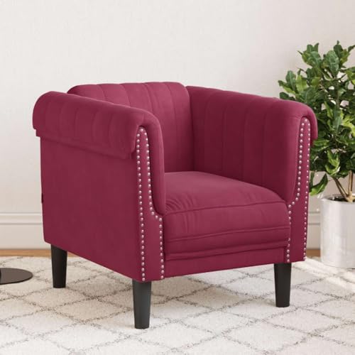 YUOTYRKTEJRSG Sessel Weinrot Samt Velvet Armchair with High Back Support. Modern Living Room Accent Chair for Reading Relaxing. Soft Fabric Upholstered Lounge Chair with Sturdy Legs von YUOTYRKTEJRSG