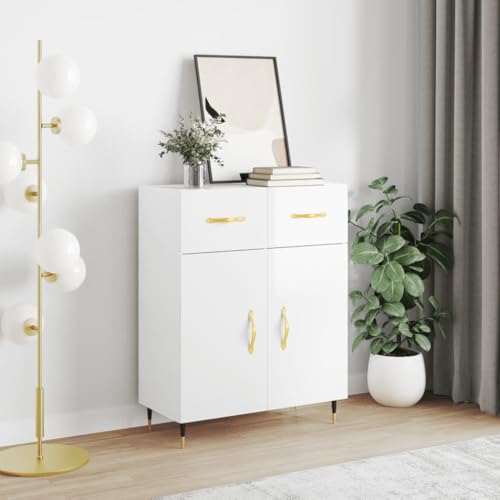 YUOTYRKTEJRSG Sideboard Hochglanz-Weiß 69,5x34x90 cm Holzwerkstoff Wohnzimmer Schrank Küchenschrank Schlafzimmerschrank Outdoor Küchenschrank für Küche Schlafzimmer Wohnzimmer Flur von YUOTYRKTEJRSG