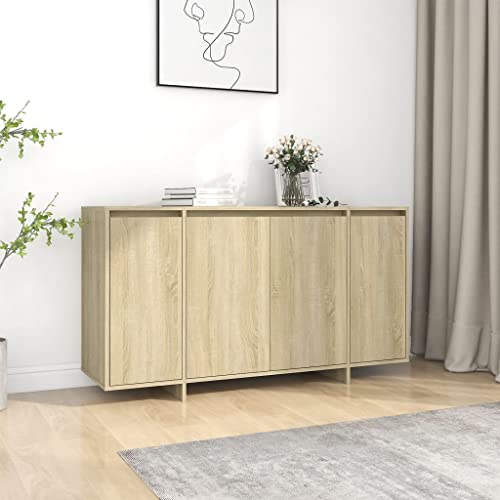 YUOTYRKTEJRSG Sideboard Sonoma-Eiche 135x41x75 cm Holzwerkstoff Beistellschrank Badezimmerschrank Kitchen Cabinet Aufbewahrungsschrank für Badezimmer Küche Wohnzimmer Flur von YUOTYRKTEJRSG