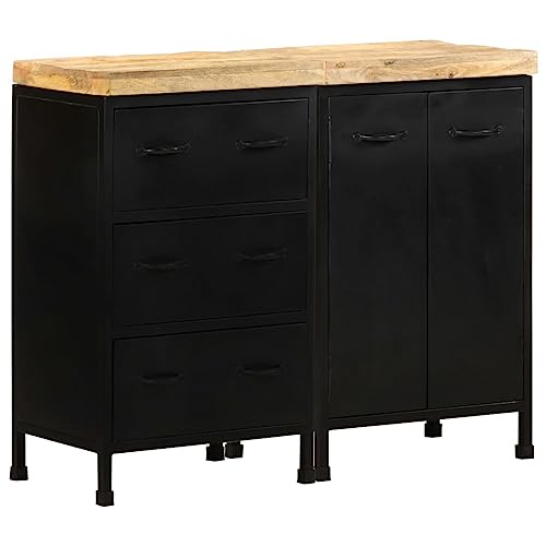 YUOTYRKTEJRSG Sideboard mit 3 Schubladen und 2 Türen Raues Mangoholz Sidebord Küchenschrank Sideboard Wohnzimmer Kitchen Cabinet für Wohnzimmer Flur Badezimmer Schlafzimmer von YUOTYRKTEJRSG