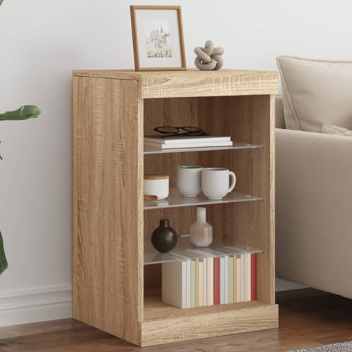 YUOTYRKTEJRSG Sideboard mit LED-Leuchten Sonoma-Eiche 41x37x67 cm Schlafzimmer Schrank Badezimmerschrank Bathroom Cabinet Kitchen Cabinet für Küche Schlafzimmer Wohnzimmer Badezimmer von YUOTYRKTEJRSG