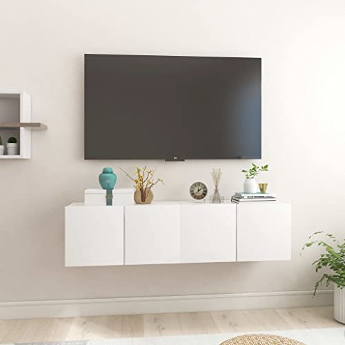 YUOTYRKTEJRSG TV-Hängeschränke 2 STK. Hochglanz-Weiß 60x30x30 cm Sideboard Wohnzimmer Lowboard Tv Tisch Lowboard für Gästezimmer Wohnzimmer Jugendzimmer Schlafzimmer von YUOTYRKTEJRSG