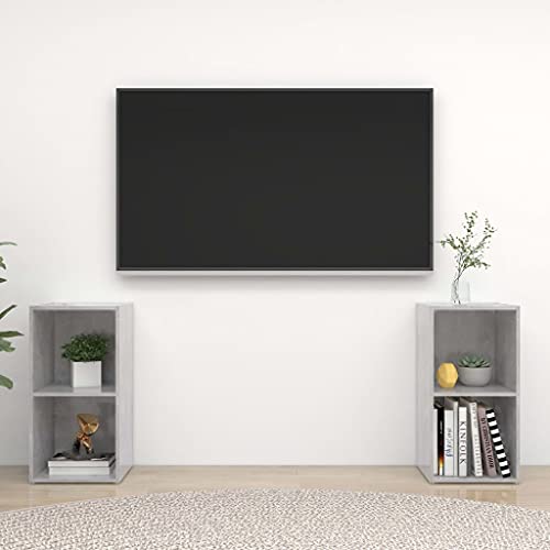 YUOTYRKTEJRSG TV-Schränke 2 STK. Betongrau 72x35x36,5 cm Holzwerkstoff Sideboard Wohnzimmer Wohnwand Lowboard Tv Cabinet for Living Room für Gästezimmer Jugendzimmer Wohnzimmer Büro von YUOTYRKTEJRSG