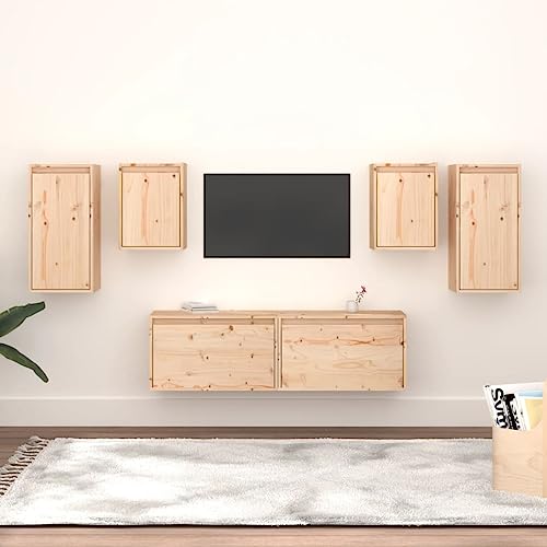 YUOTYRKTEJRSG TV-Schränke 6 STK. Massivholz Kiefer Fernsehertisch Schrank Table Sideboard Tv für Schlafzimmer Büro Wohnzimmer Jugendzimmer von YUOTYRKTEJRSG