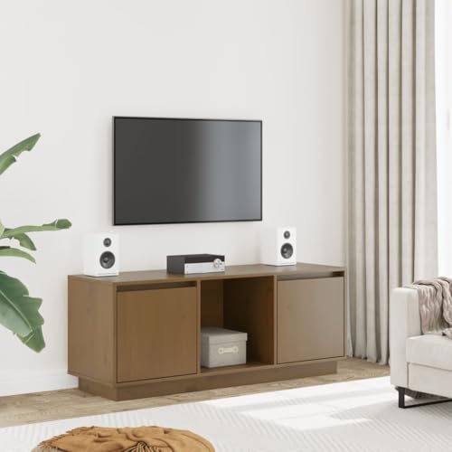 YUOTYRKTEJRSG TV-Schrank Honigbraun 110,5x35x44 cm Massivholz Kiefer Unterschrank Tisch Tv Table Lowboard Wohnzimmer für Gästezimmer Jugendzimmer Büro Wohnzimmer von YUOTYRKTEJRSG