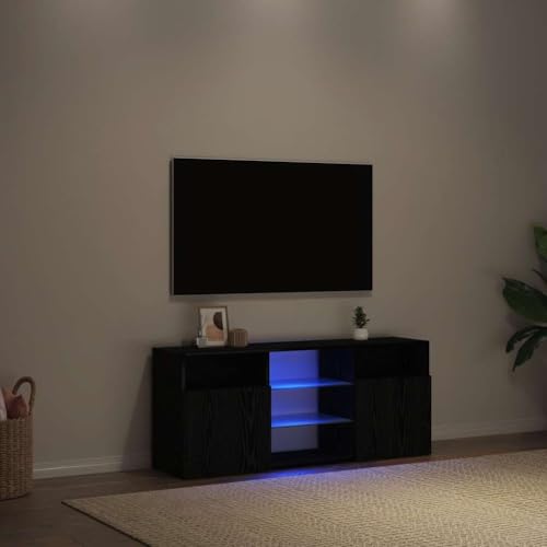 YUOTYRKTEJRSG TV-Schrank mit LED-Leuchten Schwarz Eichen-Optik 120x30x50 cm Cabinet for Living Room Wohnwand Wohnzimmer Table Tv Unterschrank für Wohnzimmer Gästezimmer Schlafzimmer Büro von YUOTYRKTEJRSG