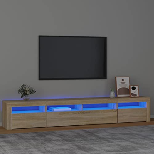 YUOTYRKTEJRSG TV-Schrank mit LED-Leuchten Sonoma-Eiche 240x35x40 cm Lowboard Tisch Tv Regal für Büro Wohnzimmer Jugendzimmer Gästezimmer von YUOTYRKTEJRSG