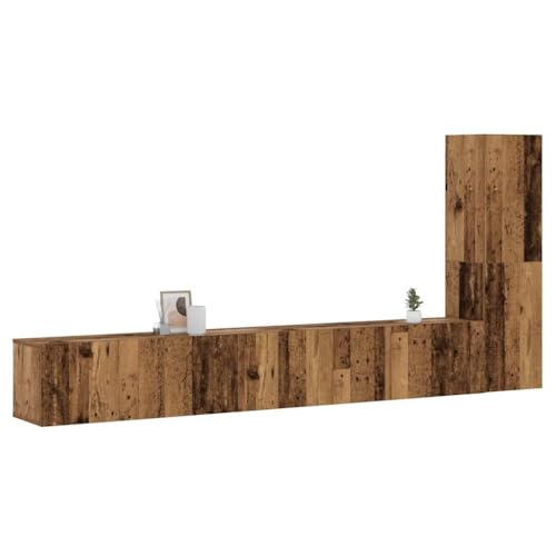 YUOTYRKTEJRSG TV-Wandschränke 3 STK. Altholz-Optik Holzwerkstoff Tv Sideboard Wohnzimmer Wohnwand Fernseher Schrank Lowboard für Wohnzimmer Jugendzimmer Büro Schlafzimmer von YUOTYRKTEJRSG