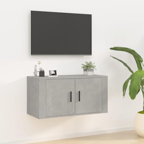 YUOTYRKTEJRSG TV-Wandschrank Betongrau 80x34,5x40 cm Stand Cabinet Wohnwand Wohnzimmer Tv Lowboard Fernseher Schrank für Jugendzimmer Gästezimmer Büro Schlafzimmer von YUOTYRKTEJRSG