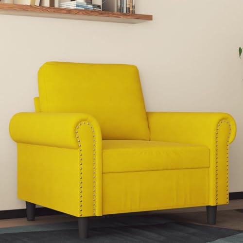 YUOTYRKTEJRSG Velvet Accent Chair Yellow 60 cm Wide Modern Lounge Chair with Soft Plush Upholstery. Sturdy Metal Frame for Living Room. Bedroom Reading Relaxation Seating Furniture von YUOTYRKTEJRSG
